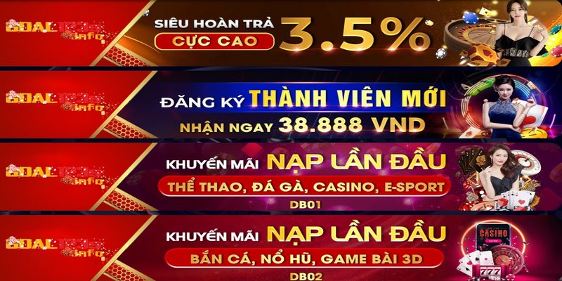 Trang thông tin chính thức nhà cái GOAL123 cập nhật khuyến mãi